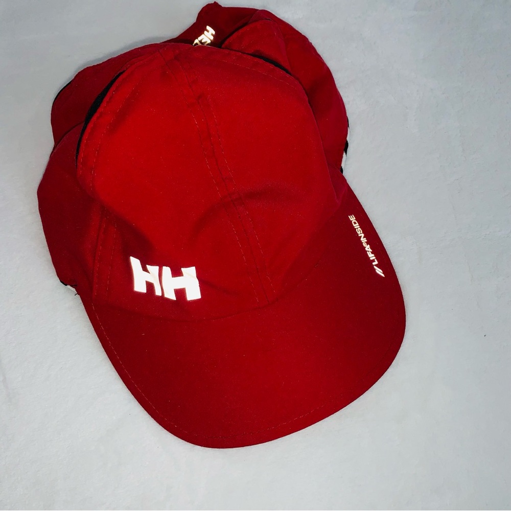 Helly Hansen red cap hat adults adjustable Velcro back strap in good condition